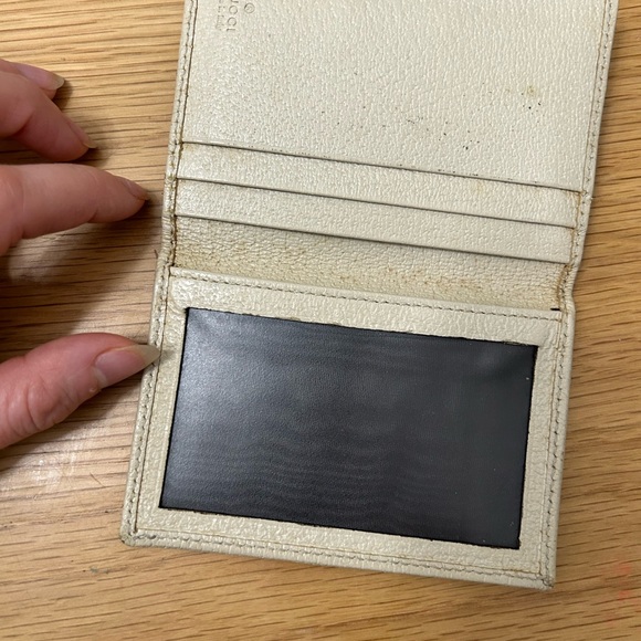 Gucci GG Canvas Card Holder Wallet Beige Brown Monogram Gold Logo Plate - Picture 5 of 8